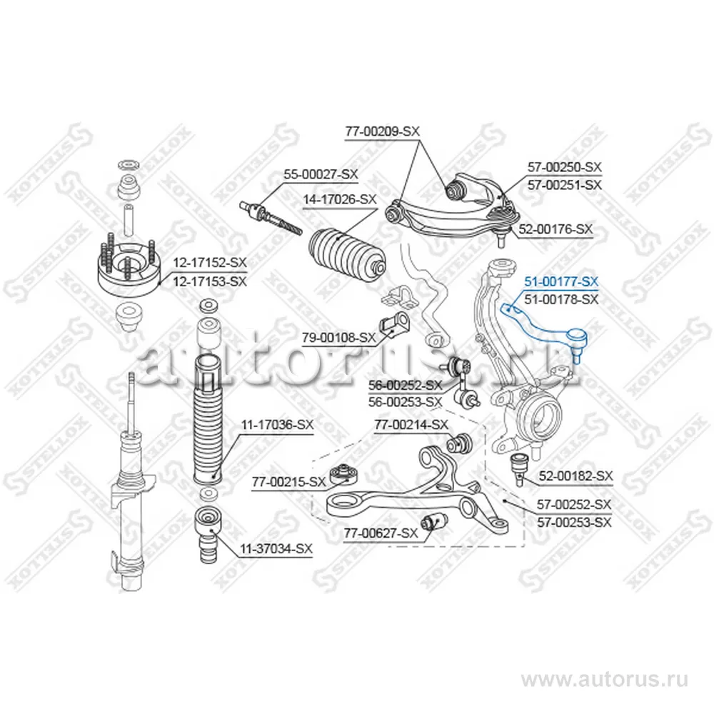 Наконечник рулевой левый Honda Accord all 08> STELLOX 51-00177-SX