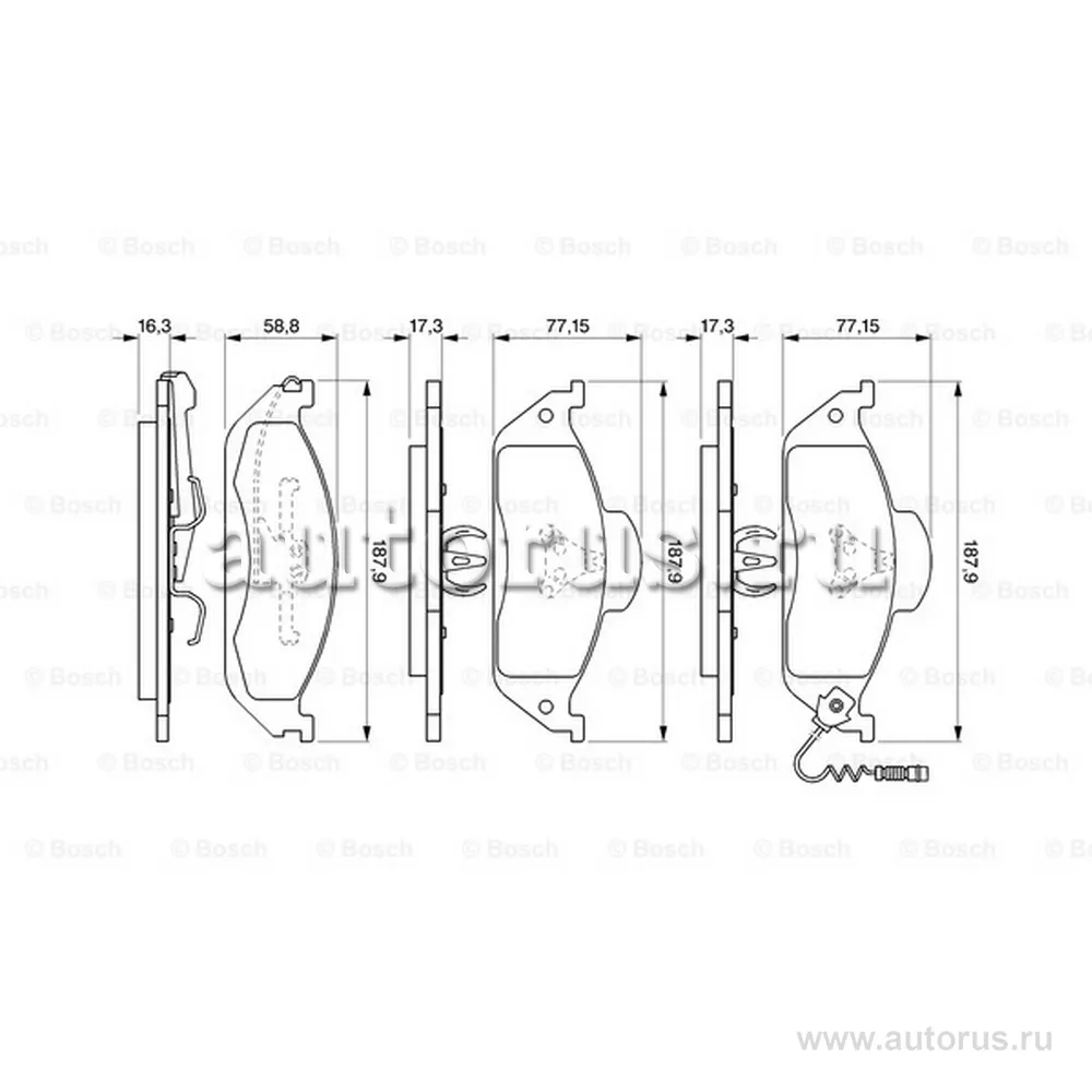 Колодки диск. передние MB W163 M-Classe M230-M320 188X(58. 8-77)X16 98-05 1634200320