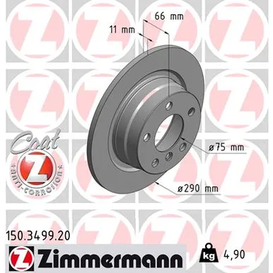 Диск тормозной задний BMW 1 (F20)/ 3 (F30) 10> ZIMMERMANN 150.3499.20