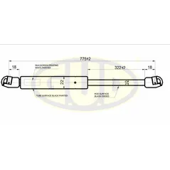 АМОРТИЗАТОР БАГАЖНИКА MER VITO (638) 02/96- 530N L=775/322MM G.U.D GGS020346