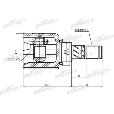 ШРУС внутренний правый 25x40x22 NISSAN ALMERA B10RS (CL PATRON PCV1405