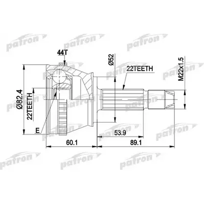 ШРУС наружн к-кт 22x52x22 ABS:44T FIAT: PALIO 1.2/1.4/1 PATRON PCV1232
