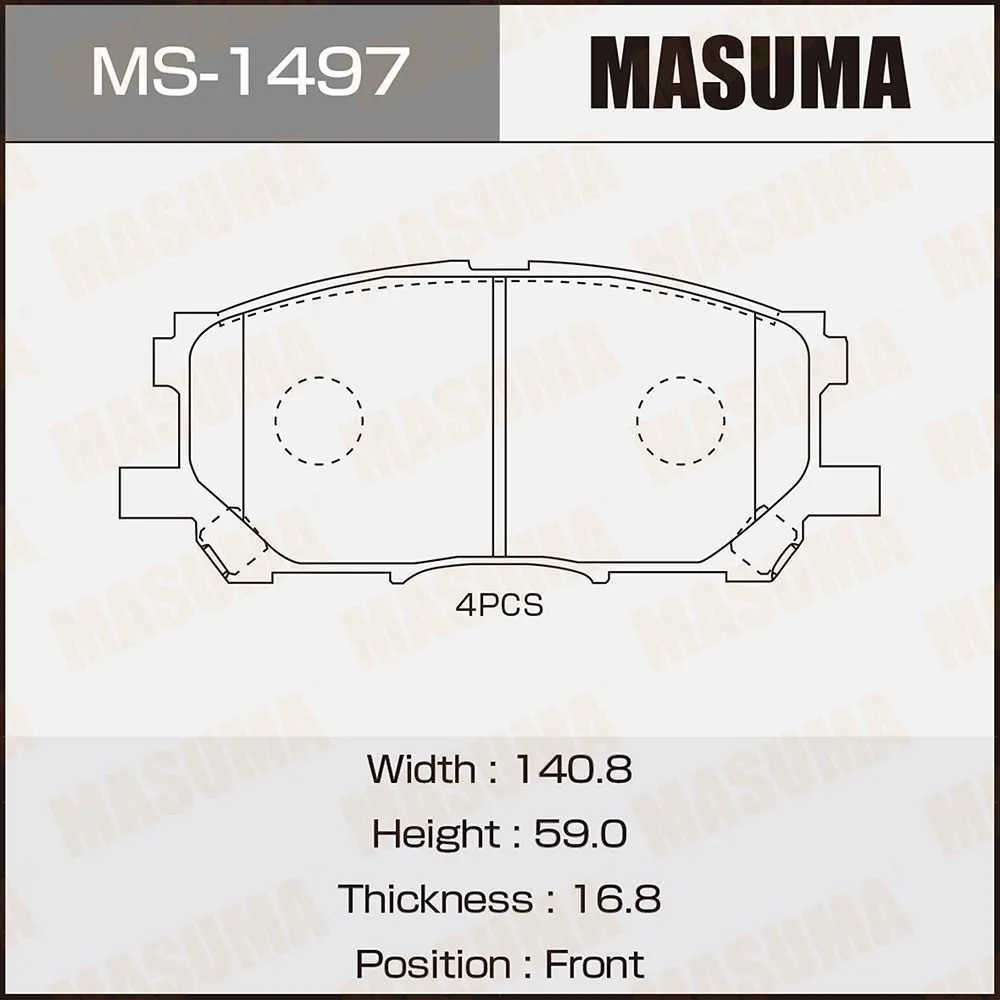 Колодки передние TOYOTA HARRIER MASUMA MS-1497