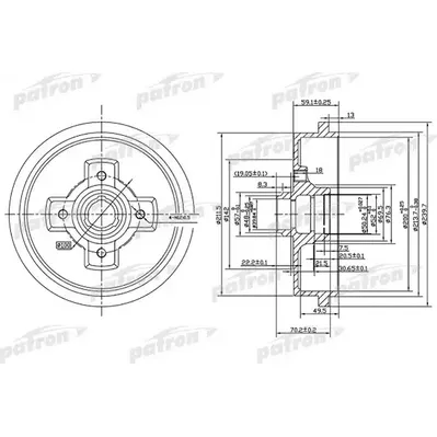 Барабан тормозной задн AUDI: 80 72-78, 80 78-86, SEAT: CORDOBA 93-99 PATRON PDR1208