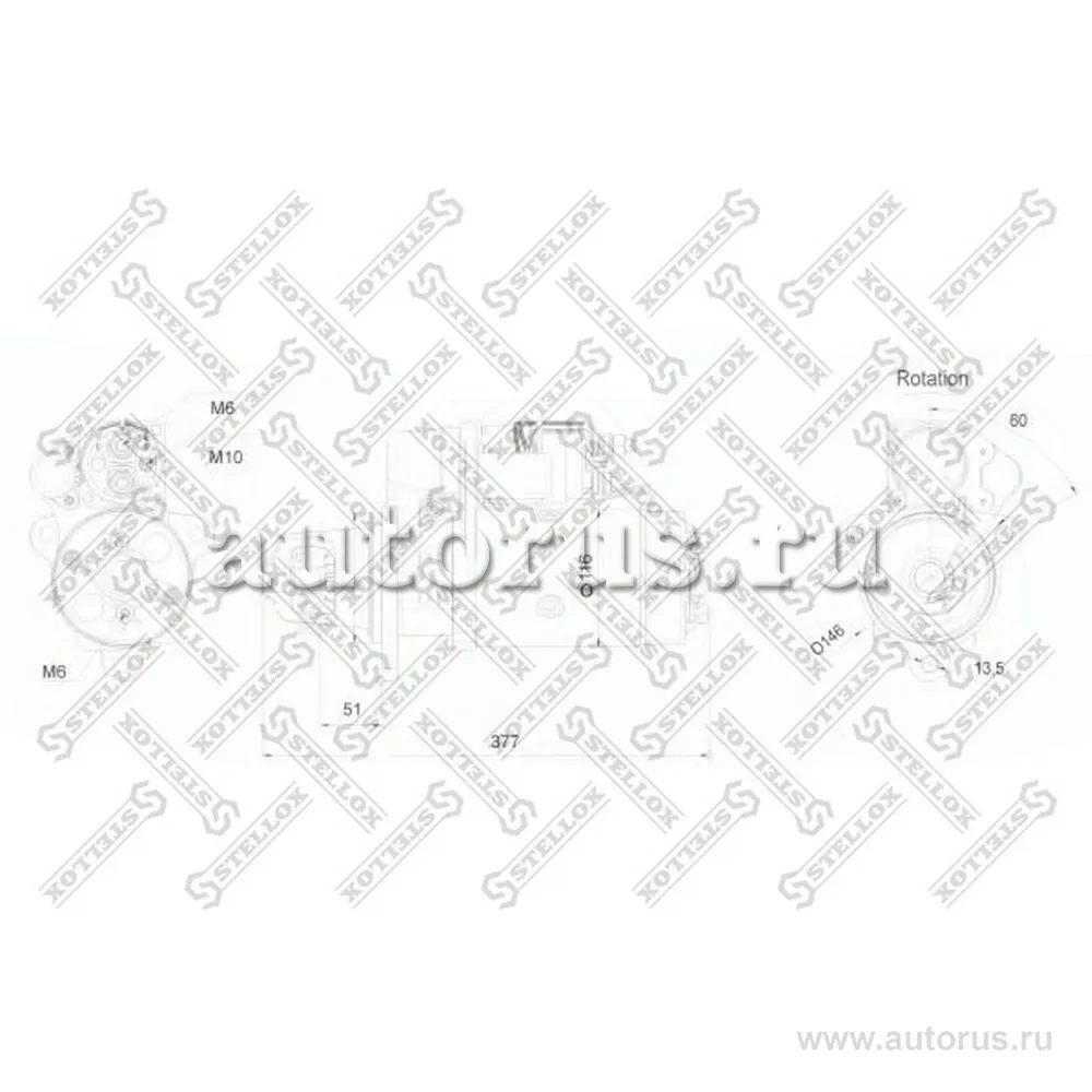 Стартер 24V 6.2KW z11 60° влево DAF 85 CF/95 XF/XF 95 STELLOX 88-02042-SX