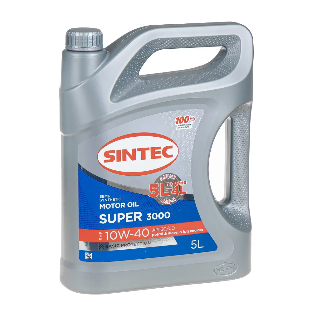 Масло моторное Super 3000 10W-40 SG/CD 5л (Акция 5л по цене 4л) Sintec 600301