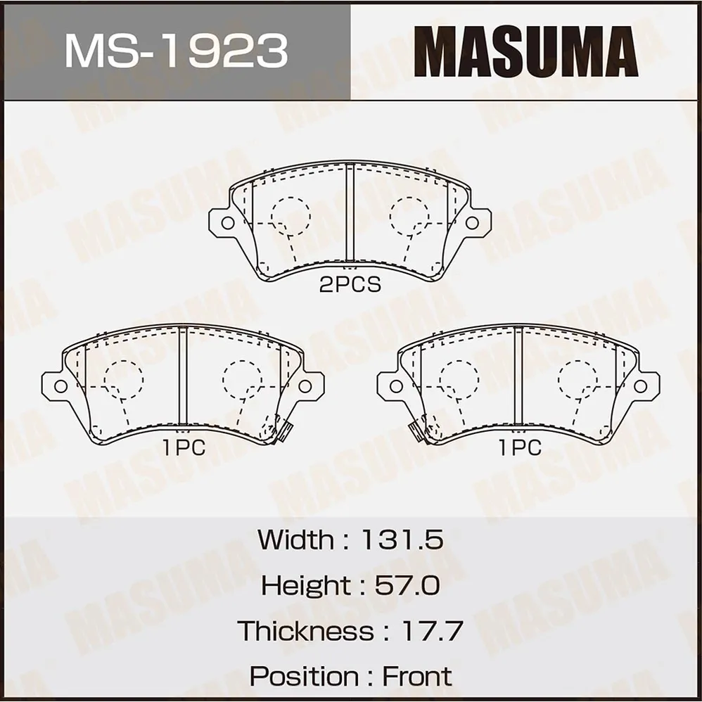Колодки передние TOYOTA COROLLA MASUMA MS-1923