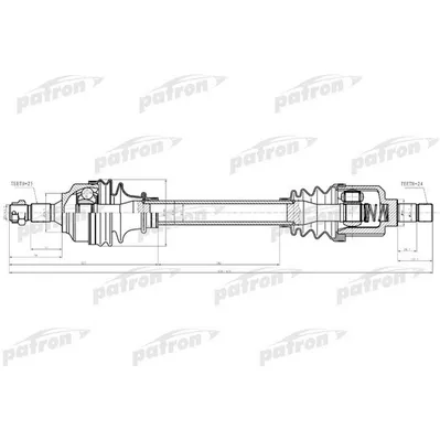 Полуось передняя левая 25x616x58,5x24 CITROEN: BERLINGO 1. PATRON PDS0282