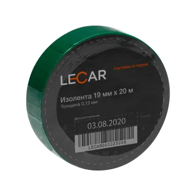 Изолента ПВХ LECAR 19мм.*20м. (зеленая) LECAR LECAR000063006