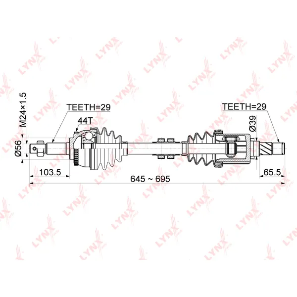 Привод в сборе передний L NISSAN X-Trail(T30) 2.0-2.5 AT 00-13 LYNXauto CD-1120A