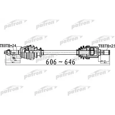 Полуось передний мост справа 24x606x70x25 KIA PICANTO [TA] PATRON PDS0515