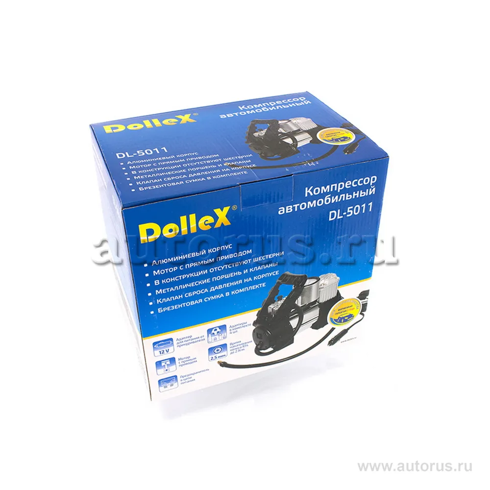 Компрессор DolleX 12V, 14 A, 10 Атм, 40 лмин, предохр-ль, сумка