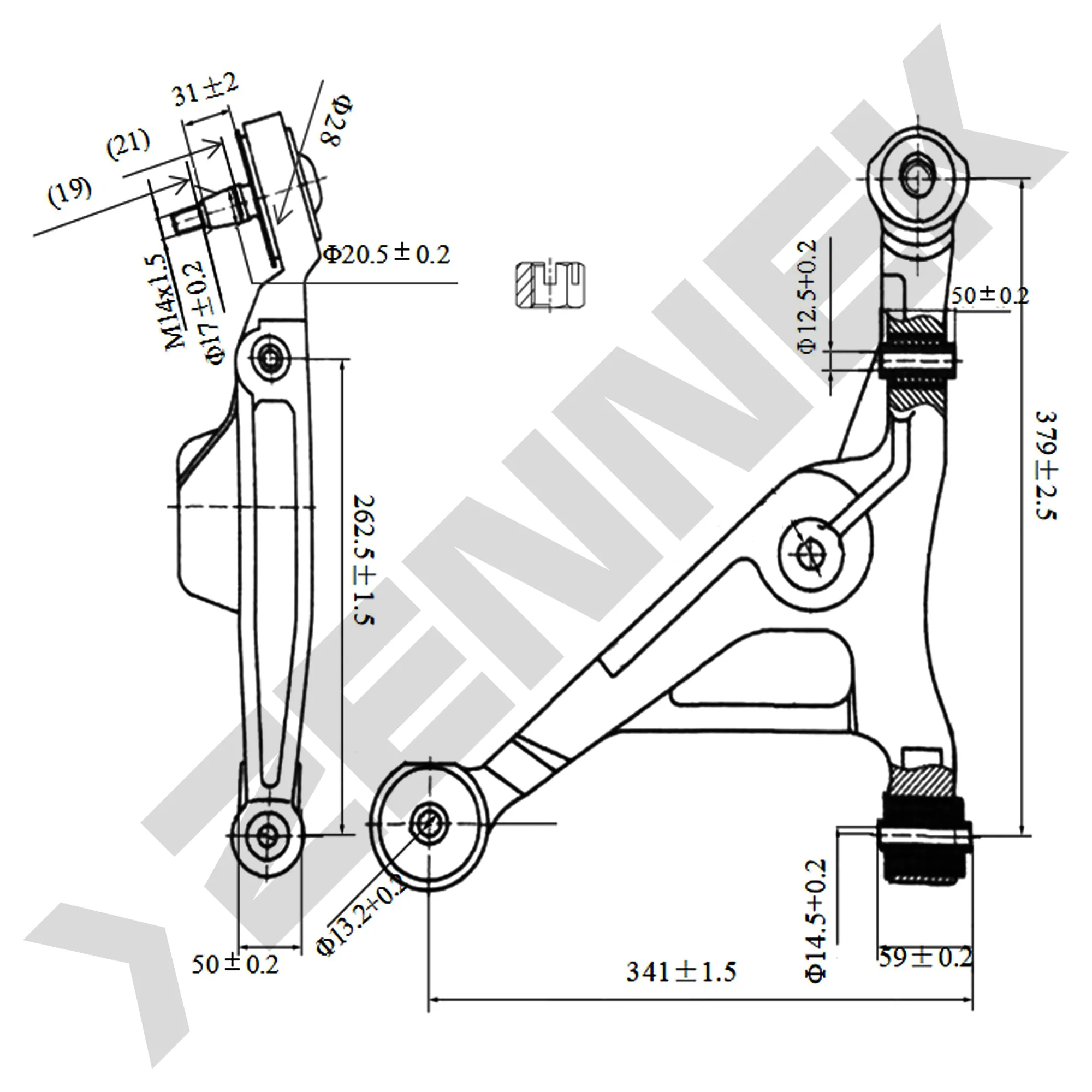 Рычаг передний нижний левый CHRYSLER SEBRING 96-02, DODGE STRATUS 95-01 ZENNEK DCA0137