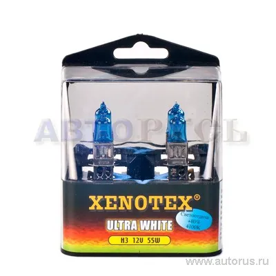 Лампа 12V H3 55W +80% XENOTEX ULTRA WHITE 2 шт. DUOBOX XENOTEX H3