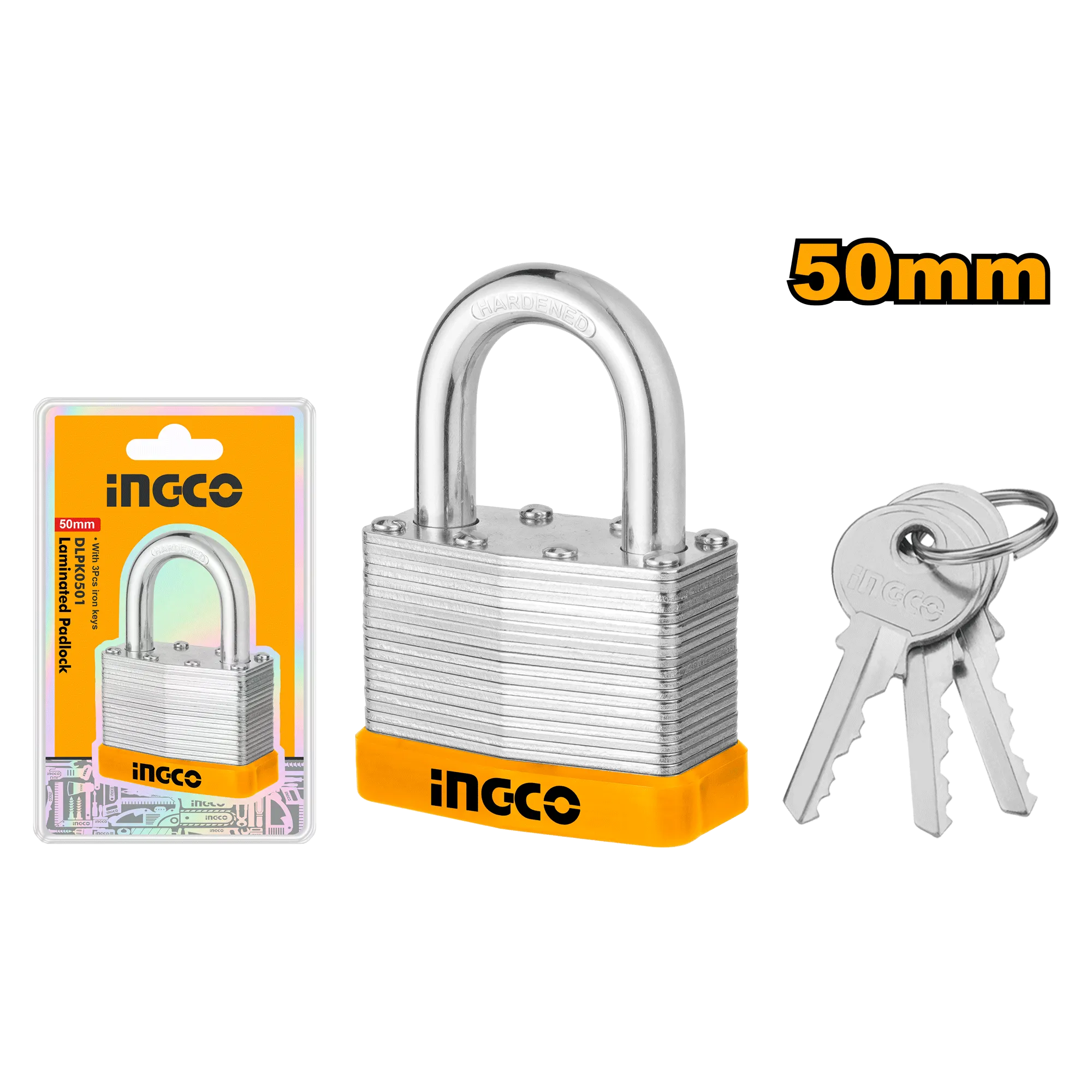 Замок навесной ламинированный 50 мм INDUSTRIAL INGCO DLPK0501