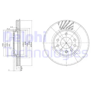 Диск тормозной передний OPEL ASTRA H/G ZAFIRA DELPHI BG3405