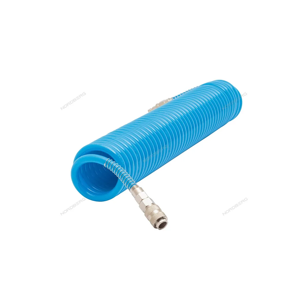 Шланг воздушный, полиуретановый, соединение рапид (EURO) 1/4", спиральный, d = 8 мм, D = 12 мм, длина 10 м NORDBERG HS0810PU