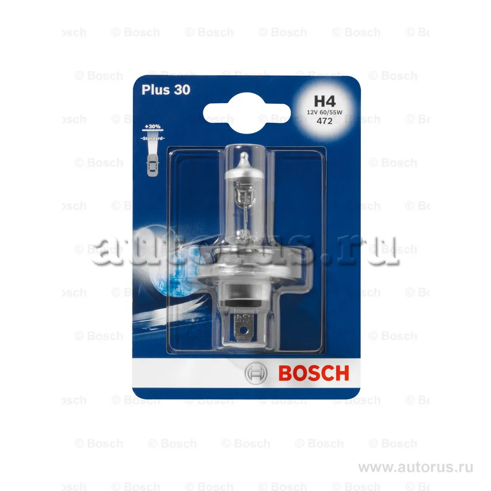 Лампа 12V H4 60/55W +30% BOSCH 1 шт. блистер 1 987 301 002
