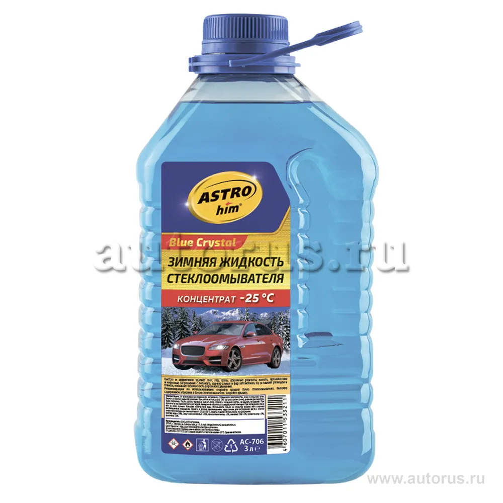 Жидкость омывателя незамерзающая -25C ASTROhim Blue Crystal готовый 3 л AC-706