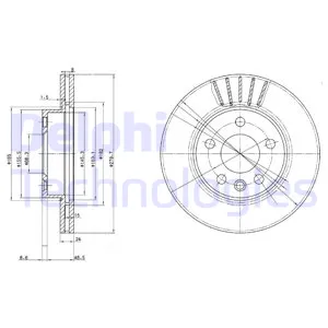 Диск тормозной передний VW T4/MULTIVAN ALL 90-03 /VENT.D=280MM DELPHI BG3417