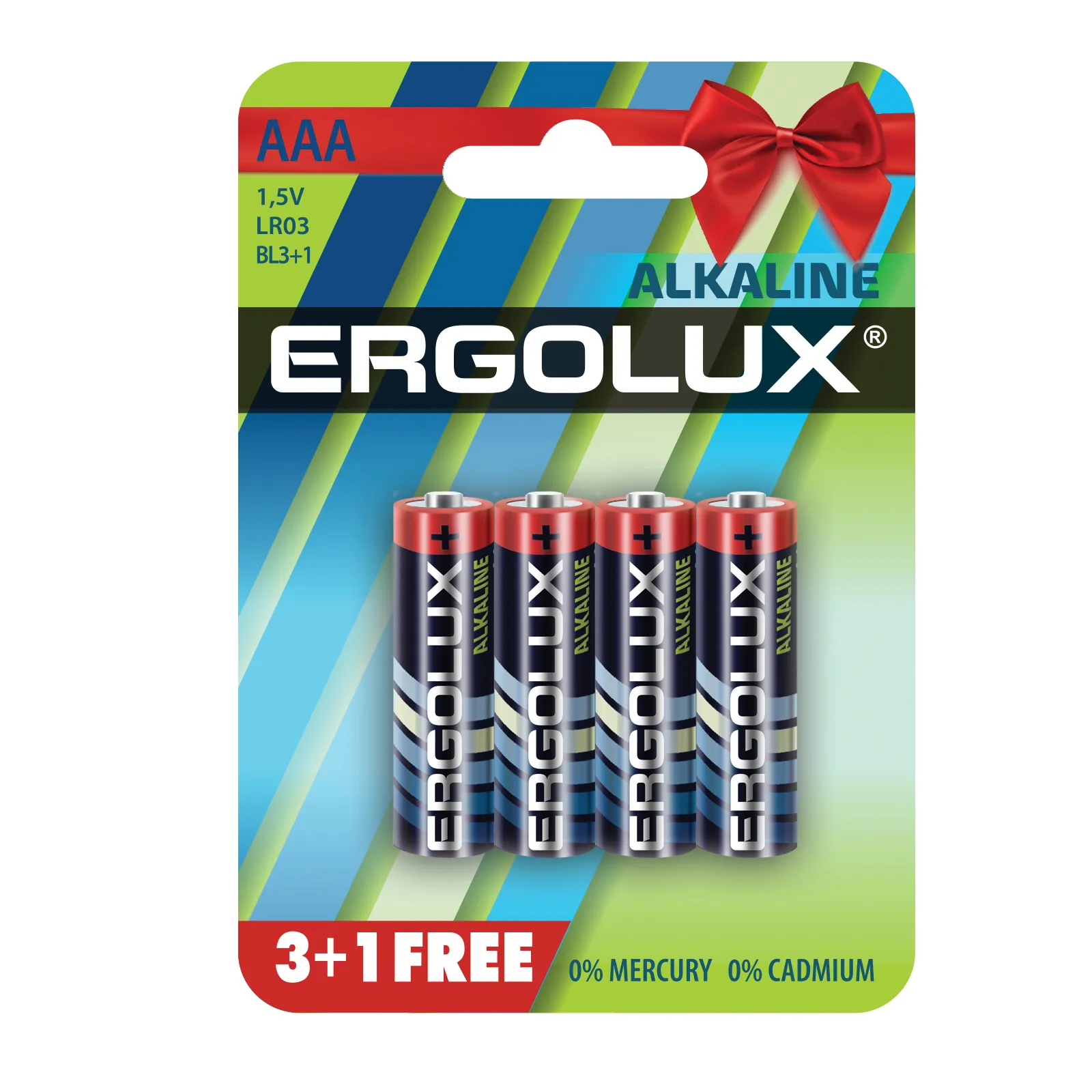 Батарейка алкалиновая ERGOLUX Alkaline AAA 1,5V (4 шт) LR03 BL3+1