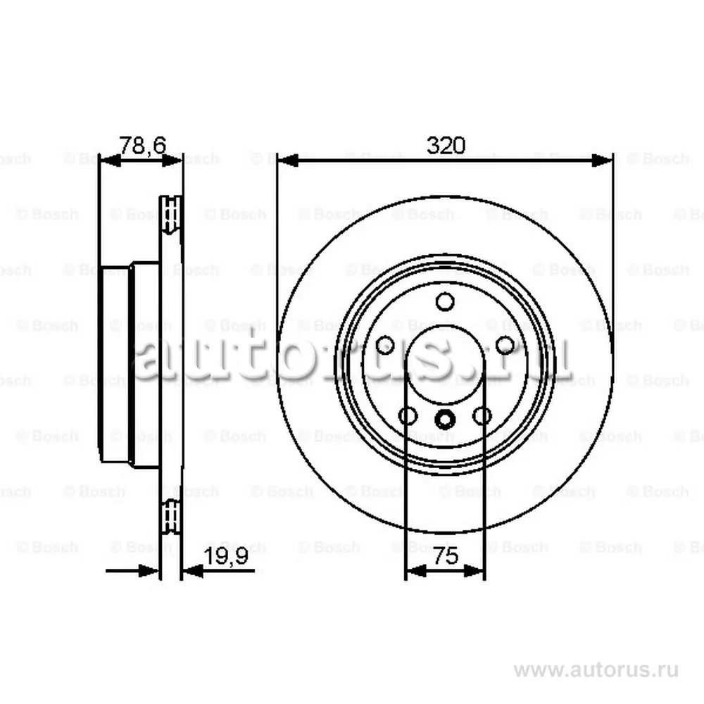 Диск тормозной BMW X5 07 -, X6 08- BOSCH 0986479442