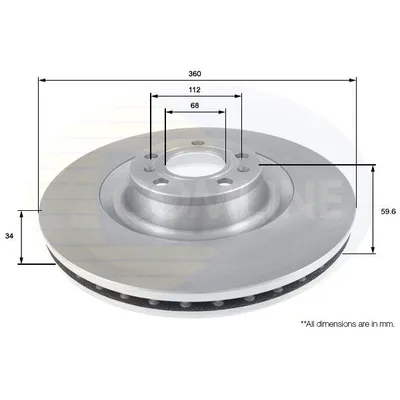 Диск тормозной AUDI A8 03-10, VOLKSWAGEN PHAETON 03-11 с покрытием COMLINE ADC2607V
