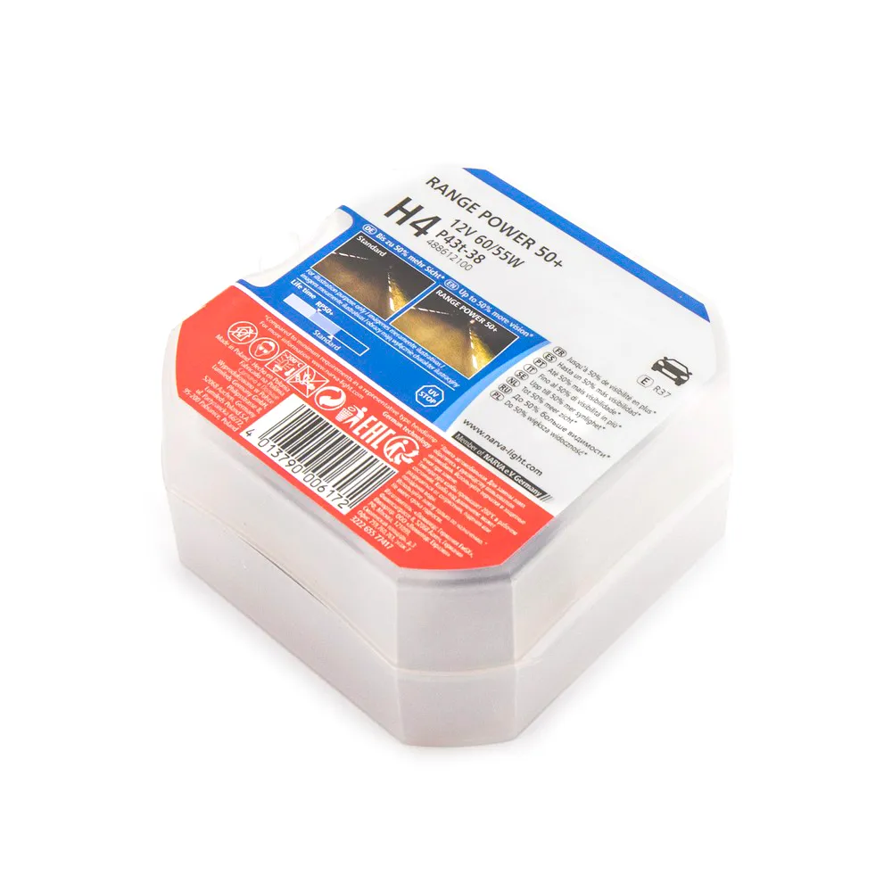 Лампа 12V H4 60/55W +50% NARVA Range Power 50 Double Life 2 шт. DUOBOX 48861S2