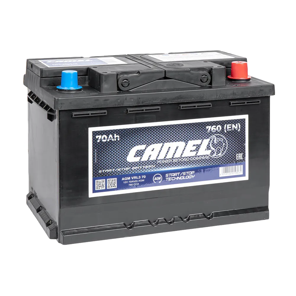 Аккумулятор CAMEL AGM Stop&Go 70 А/ч Обратная R+ 278x175x190 EN760 A
