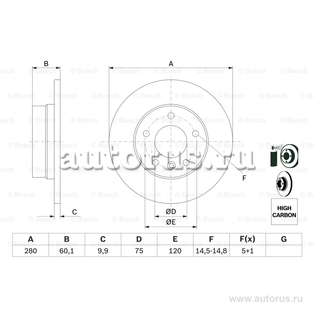 Диск тормозной задний BOSCH 0 986 478 561