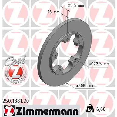 Диск тормозной FORD TRANSIT 13- ZIMMERMANN 250138120