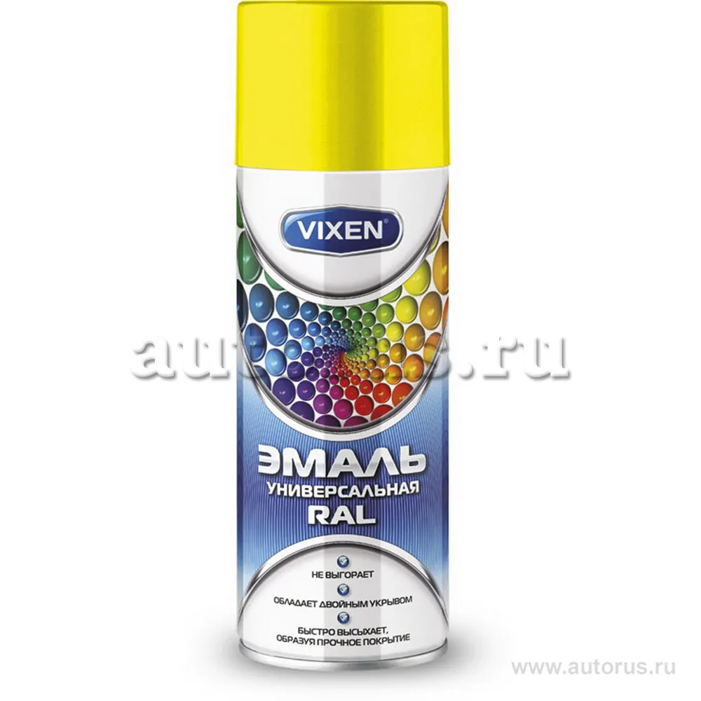Эмаль универсальная RAL, желтый (RAL 1018), аэрозоль 520 мл VIXEN VX11018