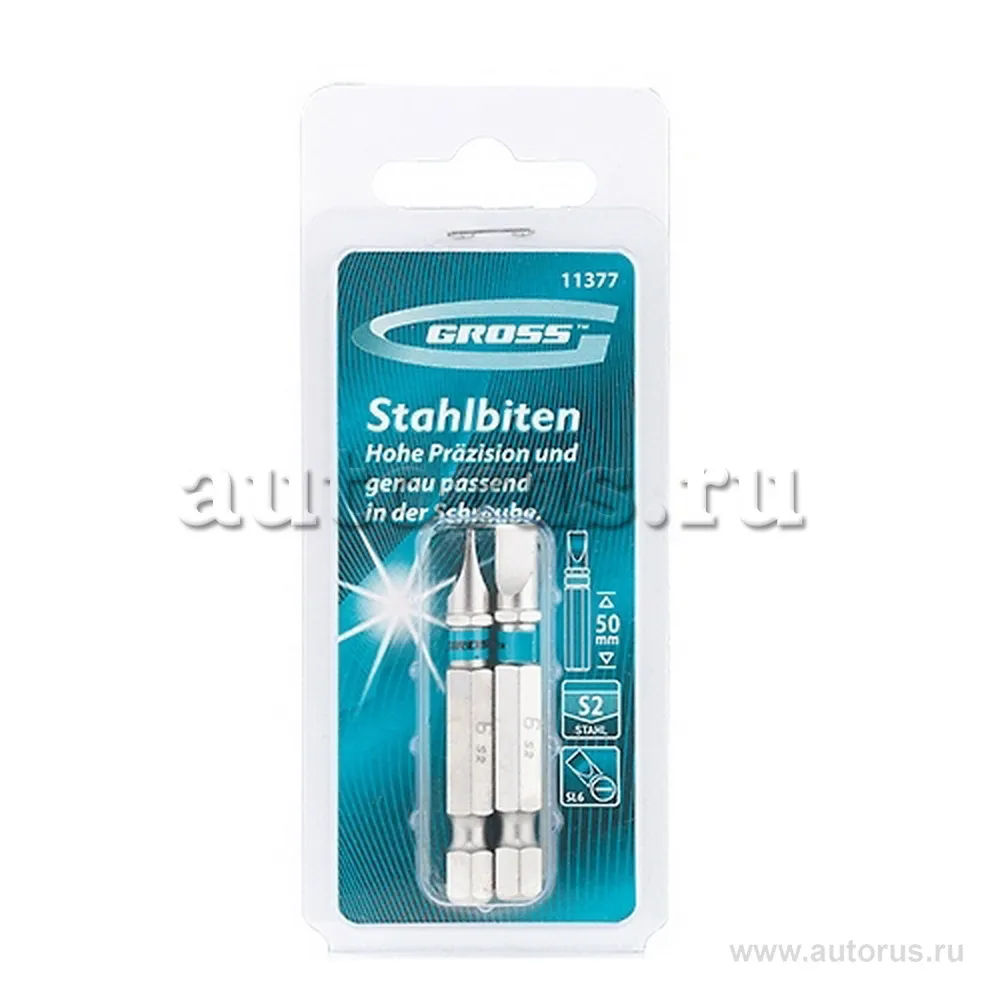 Набор бит SL6, 0x50, сталь S2, 2шт GROSS 11377