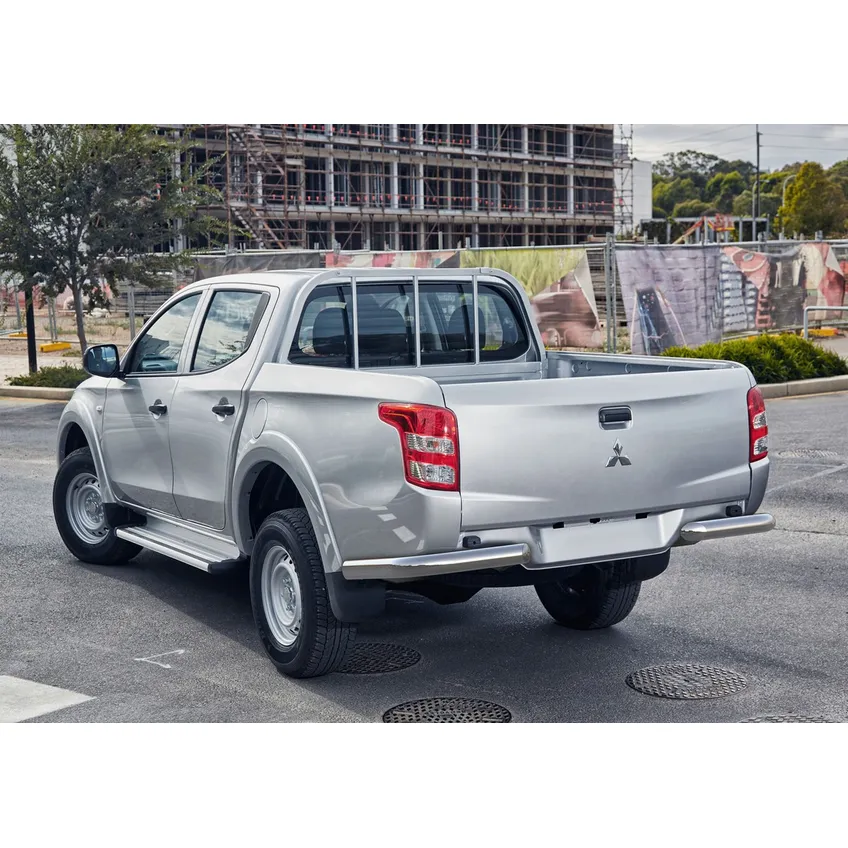 Защита заднего бампера d76 уголки Rival для Mitsubishi L200 V 2015-2018, нерж. сталь, 2 части, R.4011.006