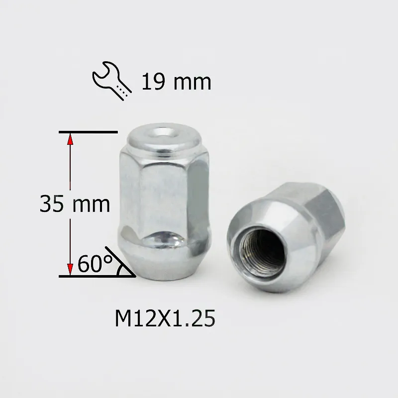 Гайка M12X1,25 35мм Конус, закр, кл19мм D2Цинк SDS FPA00007ZX