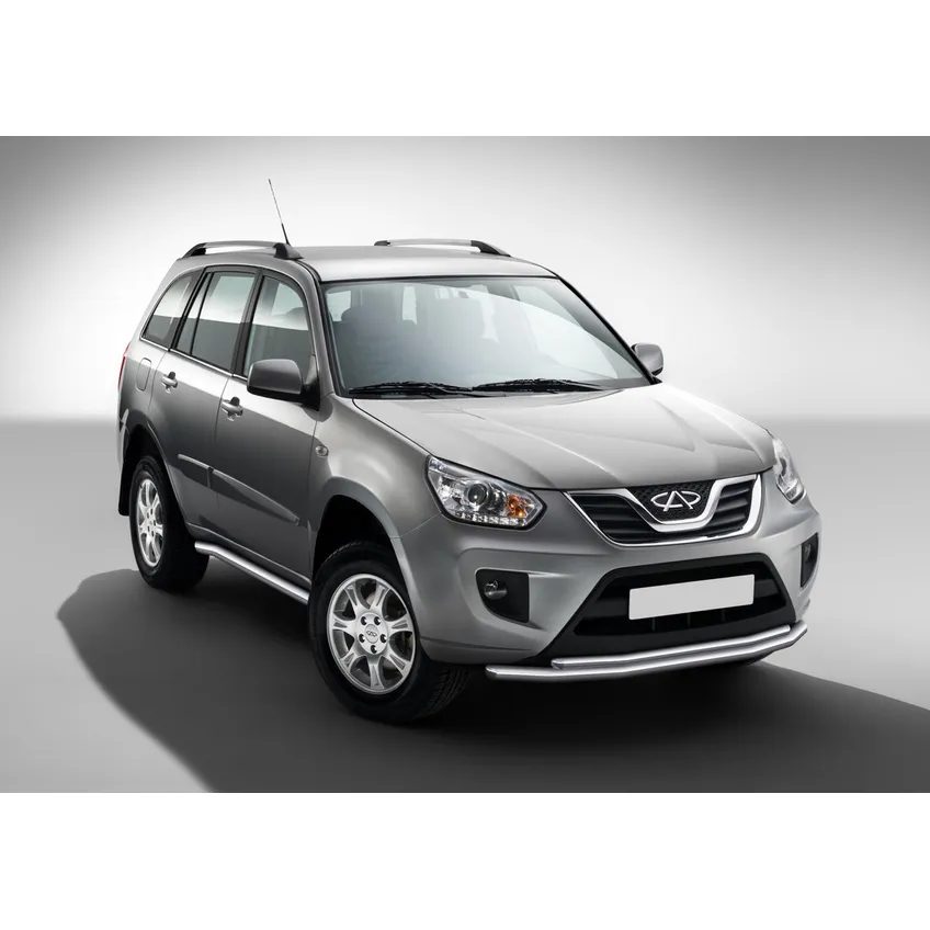 Защита переднего бампера d57+d42 Rival для Chery Tiggo I 2013-н.в., нерж. сталь, R.0902.001
