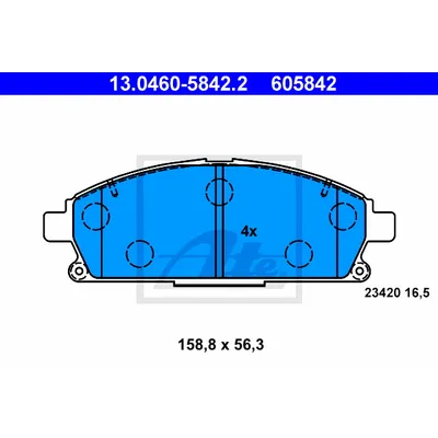 Колодки тормозные дисковые передн, NISSAN X-TRAIL 2.0/2.0 4x4/2.2 DCi/2.2 DCi FWD/2.2 Di 4x4/2.2 dCi ATE 13046058422