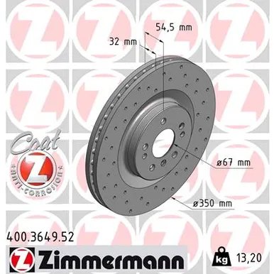 Диск тормозной ZIMMERMANN 400364952