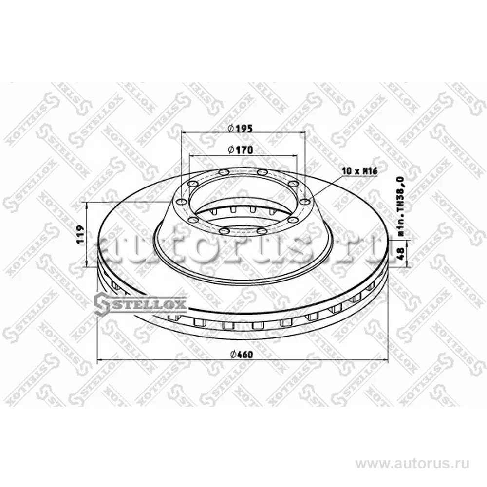 Диск тормозной 460/170X48/119 10N-195-M1 460/170X48/119 STELLOX 8500759_SX