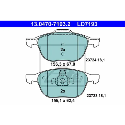 Колодки тормозные передние, CERAMIC ATE 13.0470-7193.2