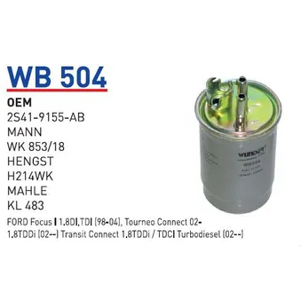 Фильтр топливный WUNDER FILTER WB504