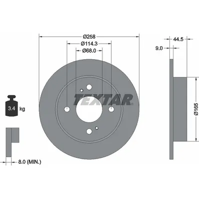 Диск тормозной задний стандартный INFINITI/NISSAN TEXTAR 92080200
