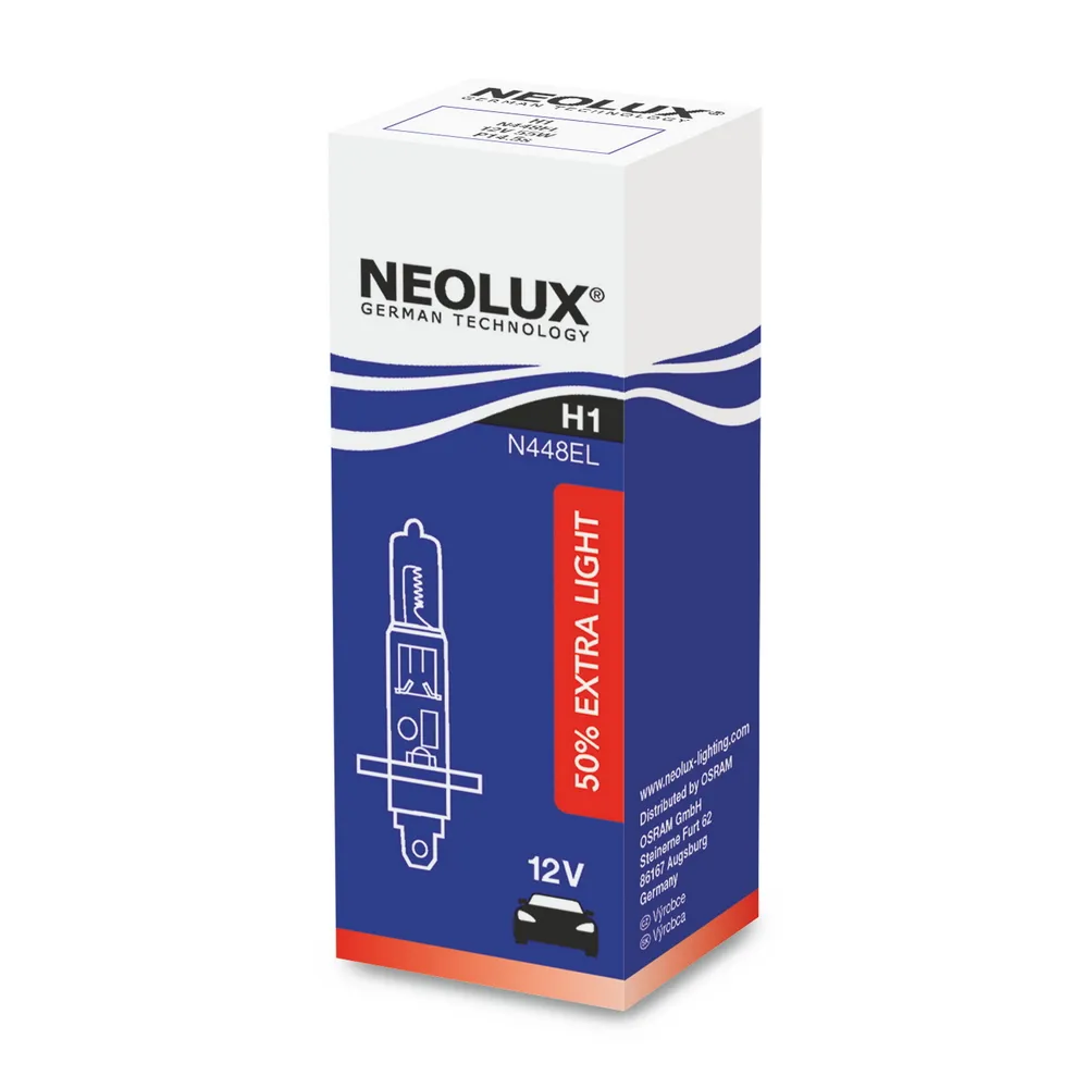 Лампа 12V H1 55W +50% P14,5s NEOLUX Extra Light 1 шт. DUOBOX N448EL
