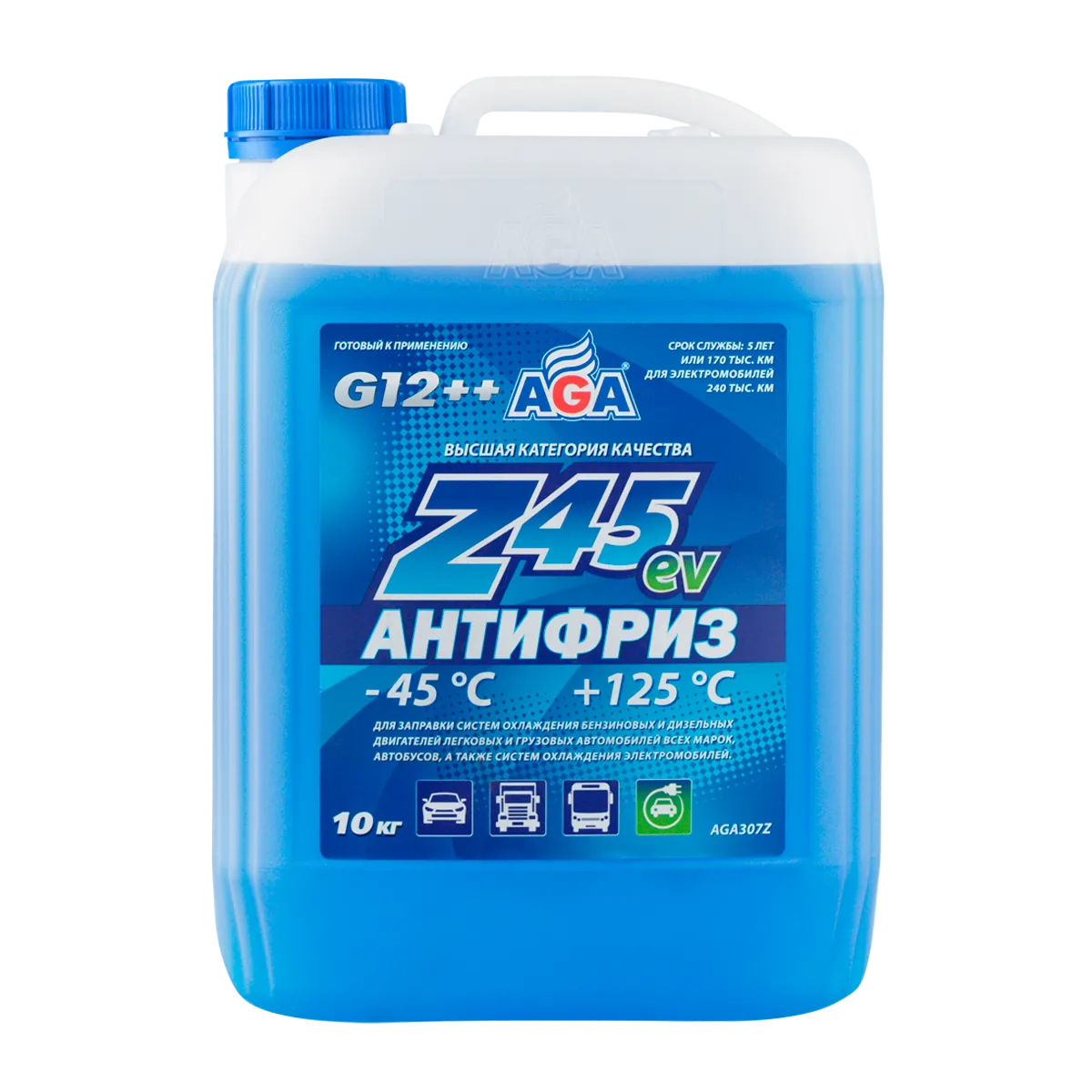 Антифриз, готовый к применению, синий, -45С, 10 кг, G-12++ AGA307Z