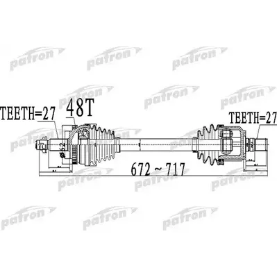 Полуось передний мост слева 27X672X62X27 ABS:48T HYUNDAI S PATRON PDS0507