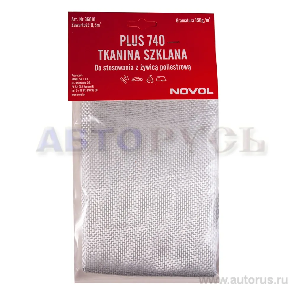Стеклоткань 150 гр/кв.м. 0,5 кв.м. PLUS 740 Novol 36010