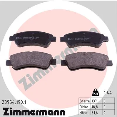КОЛОДКИ ПЕР CIT C-ELYSEE/DS3/PGT 206/208 00- ZIMMERMANN 239541901