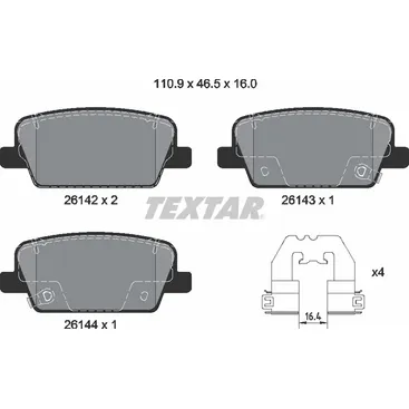 Колодки задние TEXTAR 2614201