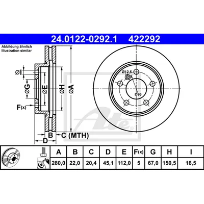 Диск тормозной MINI MINI (F56) (2013 -) ATE 24012202921