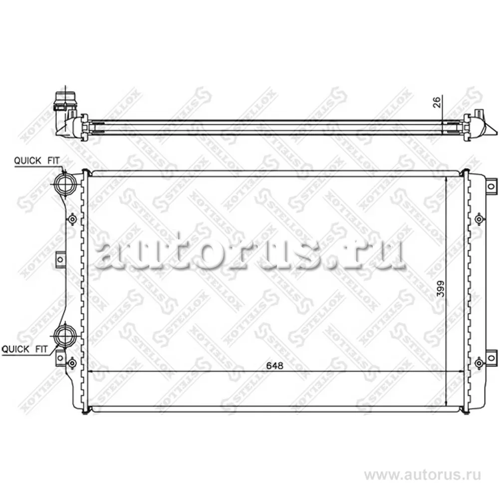 Радиатор системы охлаждения VW Golf/Touran 1.9TDi 03> STELLOX 10-26428-SX